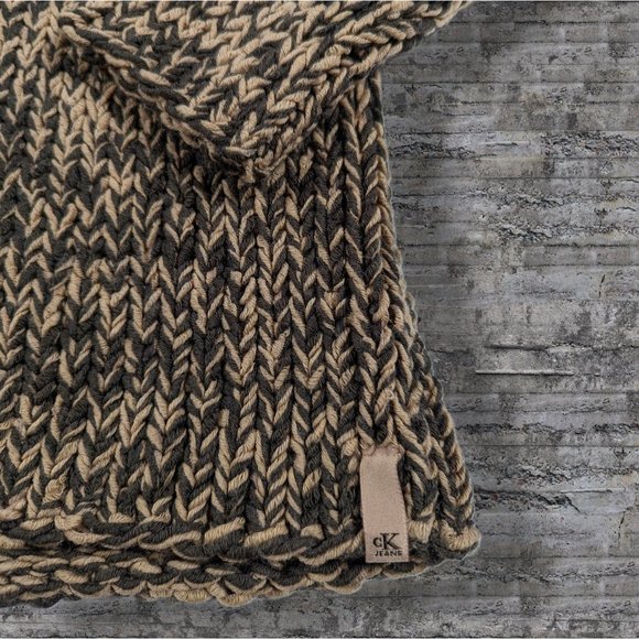 Calvin Klein Super Chunky "Hand Knit Look" Caramel Brown Turtleneck Sweater sz M - Picture 2 of 6